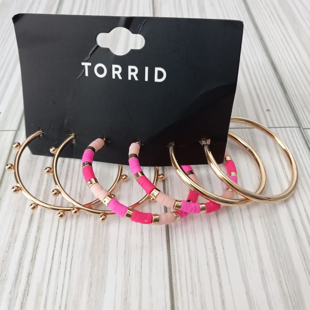 Torrid Boho Beaded Hoop Earrings Set